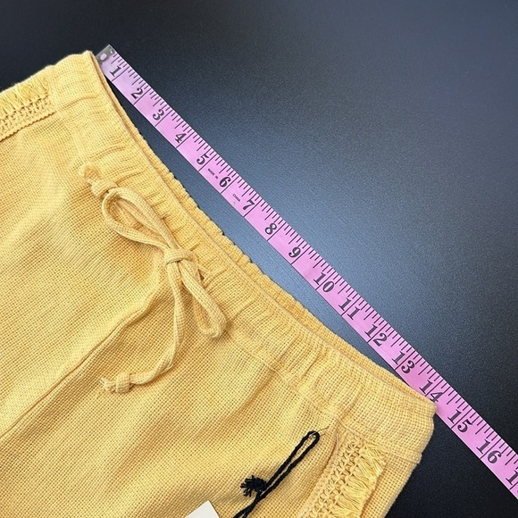 Ban Jara Yellow Gold Fringe Drawstring Waist Shorts Size Medium Summer - Picture 8 of 11